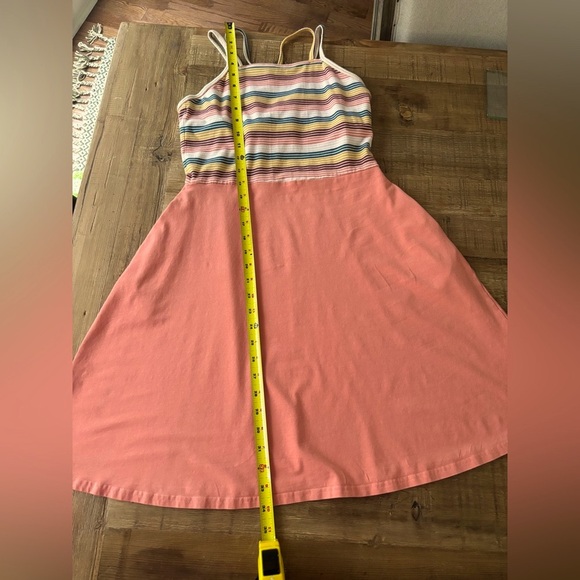 Pact Organic Striped/Salmon Fit & Flare Cross-Strap Sun Dress. Women’s Sz-M EUC - Picture 9 of 12